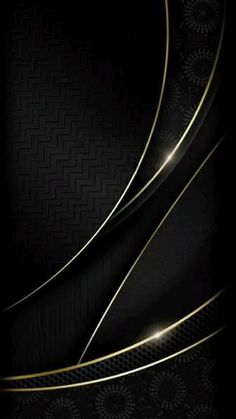 an abstract black and gold background with wavy lines in the center, on a dark background