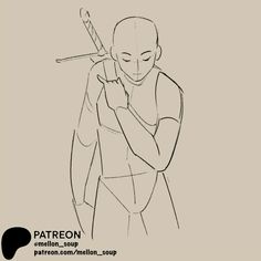 a drawing of a man holding a knife in his hand with the words patreon written on it