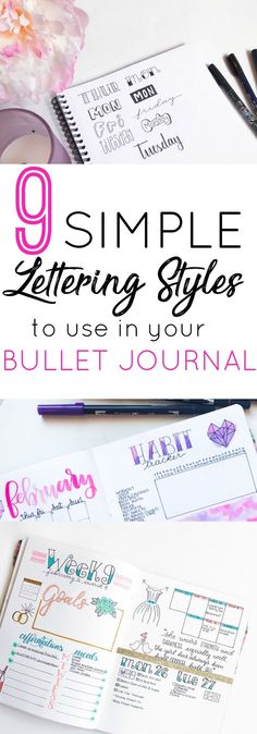 9 simple lettering styles for your bullet journal Learning Lettering, Bullet Journal Lettering, Diy Organization Ideas, Lettering Handwriting, How To Bullet Journal, Simple Lettering, Organization Bullet Journal, Journal Lettering, Bullet Journal Hacks