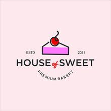 the logo for house of sweet premium bakery, with an image of a piece of cake