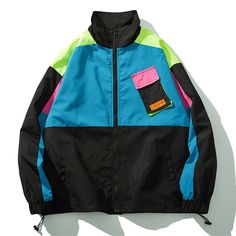 Outerwear Type: Jackets Material: Polyester Lining Material: Polyester Cuff Style: Conventional Collar: STAND eta: 2-3 weeks Harajuku Jacket, Streetwear Jackets, Pastel Goth Fashion, Streetwear Mode, Patchwork Jacket, Outwear Jackets, Hip Hop Streetwear, Pocket Jacket, Retro Color