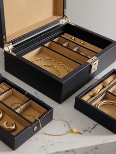 You've amassed the beautiful jewelry, now all you need is Smythson's box to protect your precious possessions. Handmade from textured-leather, it unlocks to reveal a soft nubuck lining and has a removable travel tray. Rectangular Leather Jewelry For Business, Luxury Leather Jewelry Gift, Timeless Leather Jewelry As Gift, Timeless Leather Jewelry As A Gift, Luxury Leather Jewelry For Gifts, Luxury Leather Jewelry As A Gift, Elegant Jewelry For Business With Gift Box, Luxury Gold Rectangular Jewelry Storage, Luxury Rectangular Jewelry For Business