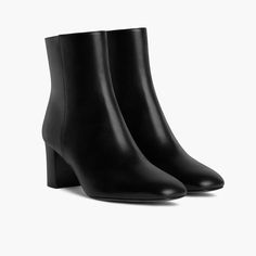 Women's High Standard High Heel Boot In Black Leather - Thursday Black Shoe Bootie Low Heel, Low Bkack Boots, Classic Black Ankle Boots, Aldos Black Boots, Short Black Heels Boots, Black High Herl Boots, Thursday Boots For Wimen, Black Ankle Boots 2 Inch Heel, Journee Black Boots