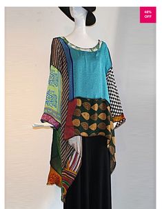 Clothes Made From Scarves, Boat Neck Shirt, Stil Boho, Mode Boho, Recycle Clothes, Fabric Remnants, Wearing Clothes, Mode Inspiration, Art Clothes