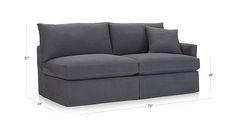 a couch with the measurements for it