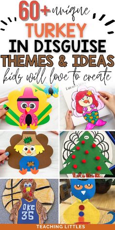 turkey crafts and activities for kids to do with the thanksgiving theme in this year's classroom