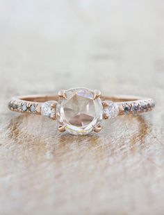 caption:Shown with a 0.70ct rose cut diamond Twisted Band Engagement Ring, Low Profile Engagement Rings, Unique Engagement Rings Rose Gold, Antique Engagement Ring, Round Engagement Rings, Bridesmaid Jewelry Sets, Band Engagement Ring, Rose Gold Metal, Metal Band