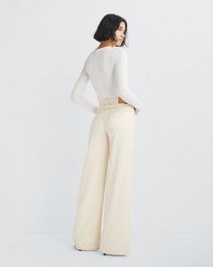 Buy Featherweight Sofie Wide-Leg - Ecru for USD 295.00 | rag & bone Soft Tailoring, Wide Leg Denim, Athletic Fits, Jeans For Sale, White Denim, Fashion Advice, Rag & Bone, Denim Fashion, Wide Leg Jeans