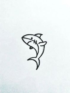 a drawing of a shark jumping up into the air with its mouth open and tongue out