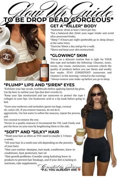 The ultimate tips to become the best version of yourself, with low-maintenance things you can do to always look top-notch and gorgeous.   Achieve your goals: glowing skin, long, silky shiny hair, seductive eyes, while focusing on your physical and mental wellbeing. Glow up and beauty hacks for every day. Create a skin, hair and body care routine tailored to your needs: consider your skin type, the porosity of your hair and test your beauty products.   #glowup #glowuptips #glowuproutine #glowupregimen #glowupyourlife #mentalglowup #skincare #glowingskin #skintype #haircare #hairporosity #silkyhair #longhair #bodycare #hydration #sleep #pilatesprincess #plumplips #sireneyes   Created by Sabrina 🤎 With much love! ✨ Please don't repost. For credit, removal DM. Femininity Tips, Silky Shiny Hair, Seductive Eyes, Homemade Body Care, Become Your Best Self, Plump Lips, Strength Of A Woman, Hair Porosity, Girl Boss Motivation