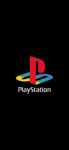 the playstation logo is shown on a black background with red, yellow and blue letters