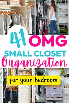 Have a small closet and small bedroom? How the heck do you organizae a small closet? Here are 41 clever ways to organize your closet or walk in closet. How To Make More Closet Space, Second Bedroom Closet, Bottom Of Closet Storage, How To Organize A Small Bedroom Closet, Walk In Closet Design Small Space, Small Space Closet Organization Ideas, Tiny Walk In Closet Ideas Space Saving, Small Closet Design Layout Bedrooms, Small Closet Configuration Ideas