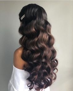 Curls For Long Hair, Long Hair Wedding Styles, Prom Hairstyles For Long Hair, Wedding Hair Inspiration, Bridal Hairstyles, Hair Braids, Long Wavy Hair, Prom Hairstyles, Summer Weddings