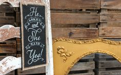 He asked and she said yes wedding sign - Vintage wedding She Said Yes, Wedding Sign