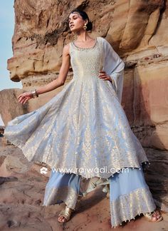 Beautiful Light Sky Blue Anarkali Salwar Suit... Sky Blue Anarkali, Wedding Palazzo, Suit Palazzo, Salwar Suit Design, Salwar Design, Blue Anarkali, Salwar Suit Designs, Anarkali Salwar