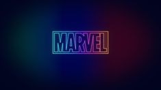 the word marvel in neon colors against a dark background