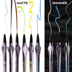 Brand: URBAN DECAYColor: Zero (matte black)Features: PATENTED PRECISION GRIP – Inspired by professional paint brushes, the 24/7 Inks Liquid Eyeliner is ergonomically designed with a patented precision grip and ultra-sharp tip for controlled application. WATERPROOF + SMUDGE-RESISTANT FORMULA – With up to 24-hour wear, our life-proof formula is water-resistant and smudge-proof. Our vegan formula glides on smoothly to effortlessly accentuate any eye shape. FLOW-THROUGH PEN TIP – This waterproof liquid liner comes in a ‘flow-through’ pen component with either a felt tip or brush tip depending on the shade’s formula. Shades Zero, Whiskey, Hi-Energy, Binge, Deep End, Oil Slick come in brush tip and Shades Mucho Mucho, Ozone, and Freak are available with a felt tip applicator. HOW TO USE – Shake Urban Decay Eyeliner, Eyeliner Designs, Urban Decay Cosmetics, Liquid Eyeliner Pen, Graphic Liner, Eyeliner Looks, Oil Slick, Eyeliner Pen, Liquid Liner