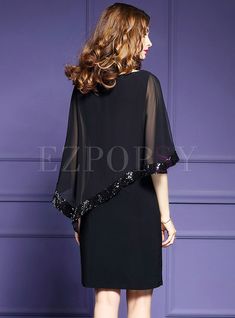 Dresses | Bodycon Dresses | Party Embroidered Sequins O-neck Batwing Sleeve Slim Bodycon Dress One Piece Dress For Party, Black One Piece Dress, Asymmetric Cape, Chiffon Cape, Slim Bodycon Dress, Dress For Party, Plus Size Formal, فستان سهرة, Oversized Dress