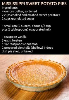 a facebook page with an image of a pie in the middle and text on it