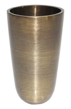 a metal cup is shown on a white background