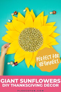 Beautiful Giant sunflowers perfect for fall thanksgiving holiday made with free SVG Files and step by step tutorial from fleece fun Sunflower Craft, Fall Parties, Giant Sunflower, Sunflower Crafts, Paper Sunflowers, Maker Project, Diy Thanksgiving, Giant Paper Flowers, Svg Free Files