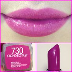 Maybelline Orchid Ecstasy Orchid Lipstick, Gold Gel Nails, Red Lipstick Shades, Revlon Super Lustrous, Maybelline Makeup, Purple Lipstick