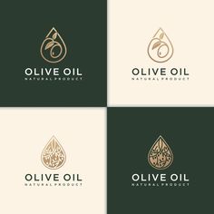 four logos for olive oil and natural products