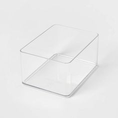 two clear plastic containers sitting on top of each other