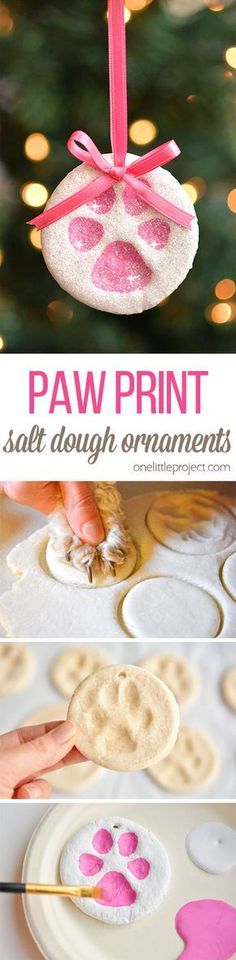 homemade paw print salt dough ornaments for kids to make