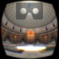 an image of the inside of a building with two virtual glasses on it's face