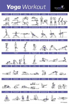 the yoga workout chart is shown in black and white