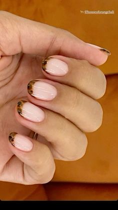 Short Nail Gold Designs, Round Biab Nails, Leopard Short Nails, Manicure Ideas Natural Nails, Leopard Nails Short, Leopard Nail Ideas, Basic Nail Ideas, Nail Art Leopard, Basic Nail