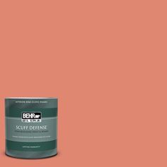 the behr paint is light beige and has a brown base with white lettering on it