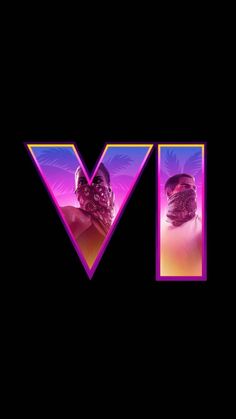 the letter m is made up of two different images, one in pink and purple