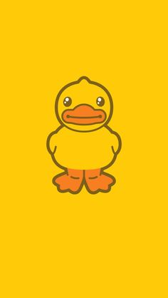 a yellow background with a cartoon duck on it