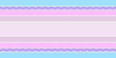 a pink and blue striped background with white lace on the edges, in pastel shades