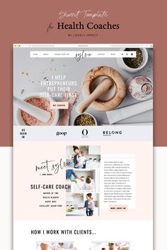 the website design for health coach