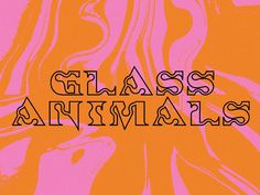 an orange and pink background with the words glass animals on it's side in black lettering