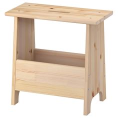 a wooden step stool with two compartments on each side and one drawer open to show the bottom