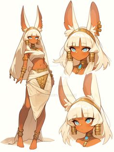 the character sheet for an animated video game, she is wearing white hair and has blue eyes