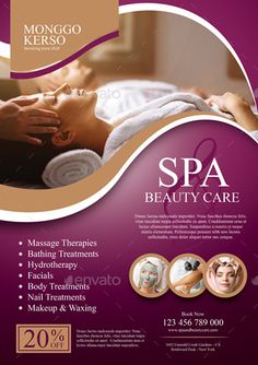 a flyer for a spa and beauty salon