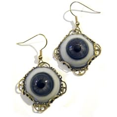 Steampunk Human Blue Life Size Glass Eye Eyeball Gothic Earrings ($50) ❤ liked on Polyvore featuring jewelry, earrings, accessories, earring jewelry, gothic jewelry, hook earrings, blue pocket watch and steam punk pocket watches Gothic Earrings Aesthetic, Gothic Jewelry Earrings, Goth Glasses, Accessories Steampunk, Human Blue, Blue Goth, Eye Accessories, Accessories Gothic, Steampunk Pocket Watch