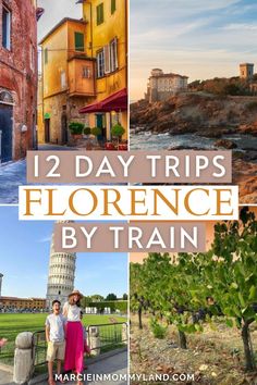 several pictures with the words 12 day trips in france by train and wine tasting tour