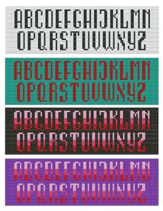 some type of font that is in different colors and sizes, with the letters above them