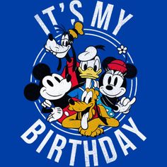 it's my birthday with mickey mouse and donald the duck on blue t - shirt