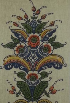 an embroidered design with flowers and leaves on white fabric, in the style of art nouveauism