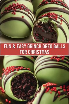 Add some Grinch-inspired fun to your holiday with these Easy Grinch Oreo Balls! With a creamy Oreo center and a festive green shell, these treats are a whimsical addition to any Christmas table. Great for holiday parties or gifts! Ready to spread some cheer? #GrinchOreoBalls #HolidayBaking #ChristmasTreats #EasyDesserts #FestiveFood Grinch Treats Christmas, Grinch Breakfast Ideas, Grinch Christmas Treats, Grinch Food, Red Velvet Oreo, Oreo Balls, Green Candy, Bee Birthday, Chex Mix