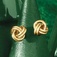 Ross-Simons - 14kt Yellow Gold Love Knot Stud Earrings. Give her a thoughtful gift she'll treasure: 14kt yellow gold love knot earrings are a classic design which truly captures a promise made between two people. Wear them now, wear them forever. Post/clutch, 14kt yellow gold love knot stud earrings. Gold Butterfly Knot Earrings As A Gift, Gold Knot Necklace, Gold Love Knot Earrings, Gold Knot Earrings, Knot Jewelry, Knot Stud Earrings, Knot Studs, Jewelry Knots, Knot Earrings