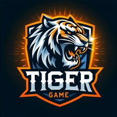 the logo for a game with a tiger's head and glowing light behind it