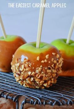 caramel apples with sprinkles and nuts on top